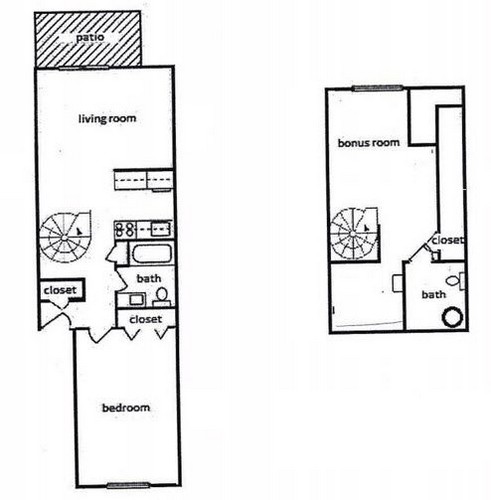 One Bedroom - Split Level Image